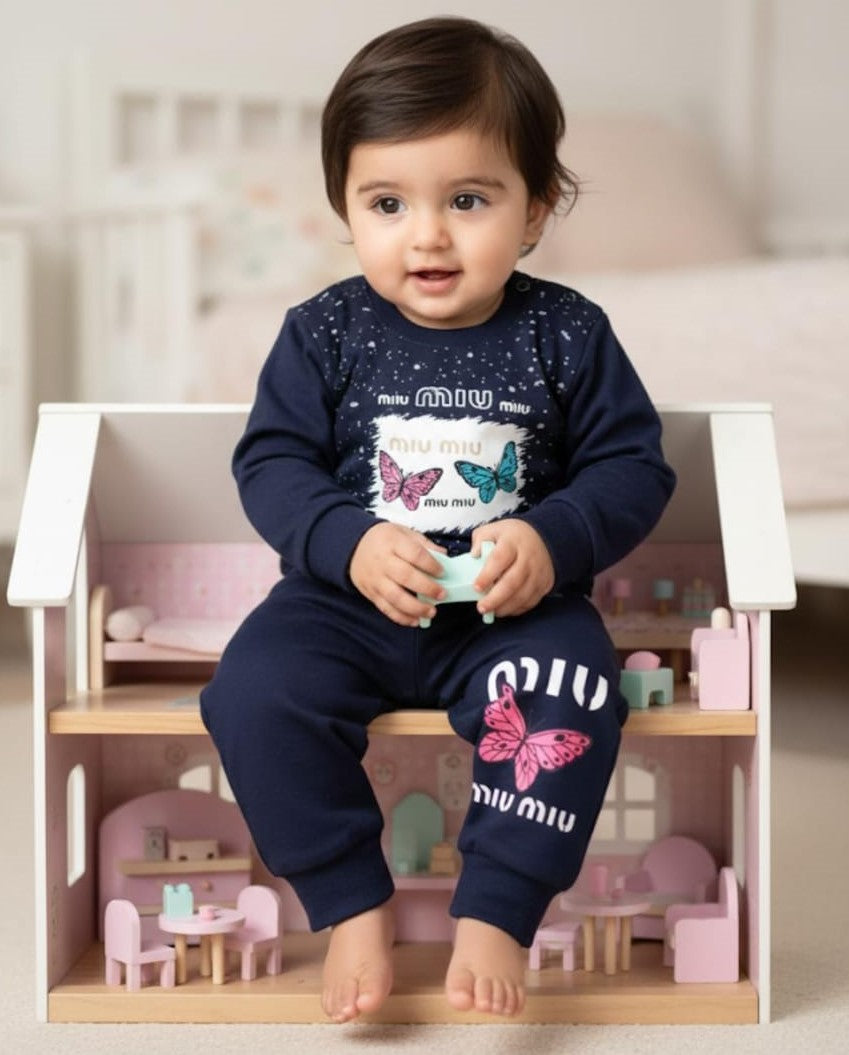 2Pc Comfy & Cozy Navy Blue Themed