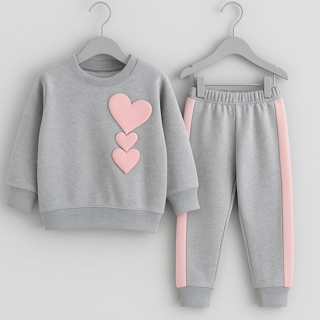 New Arrivals - Tripple Heart Winter Track Suit for Girls