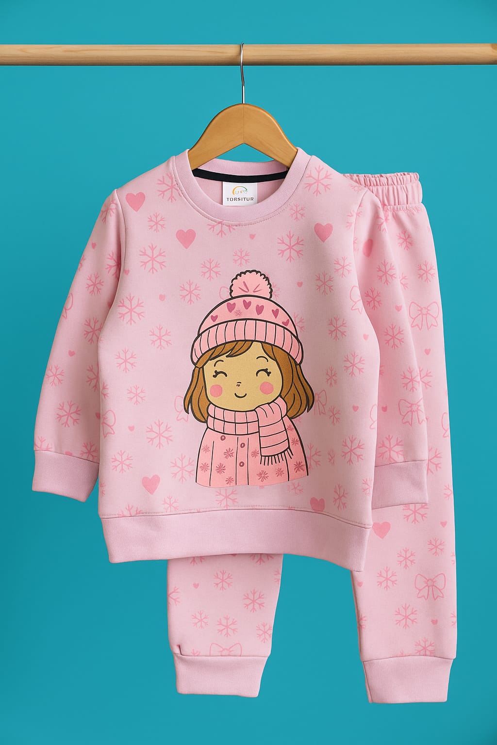New Arrivals - Allover Printed Fleece Winter Track Suit for Girls