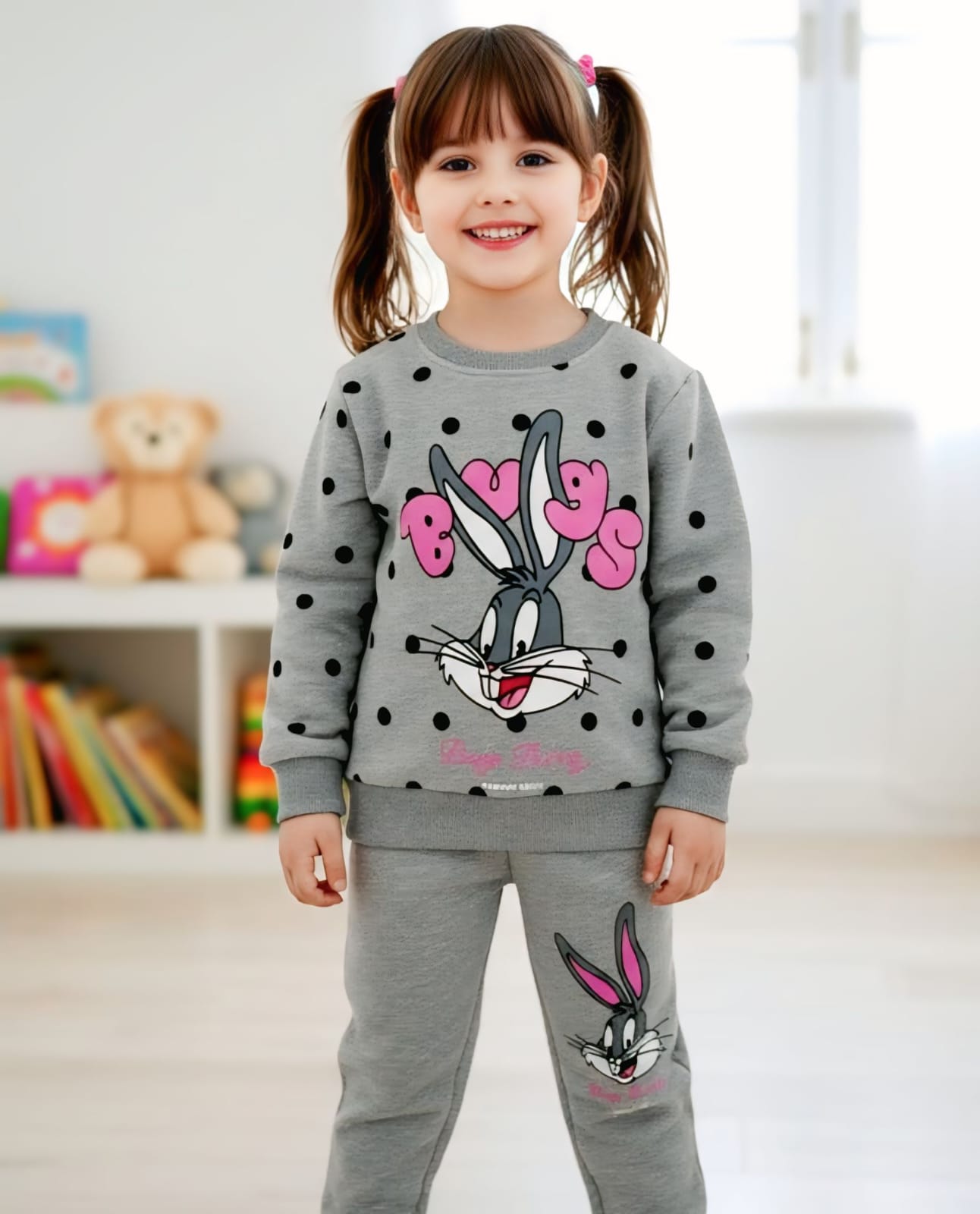 New Arrivals - Bugs Bunny Fleece Winter Track Suit for Girls