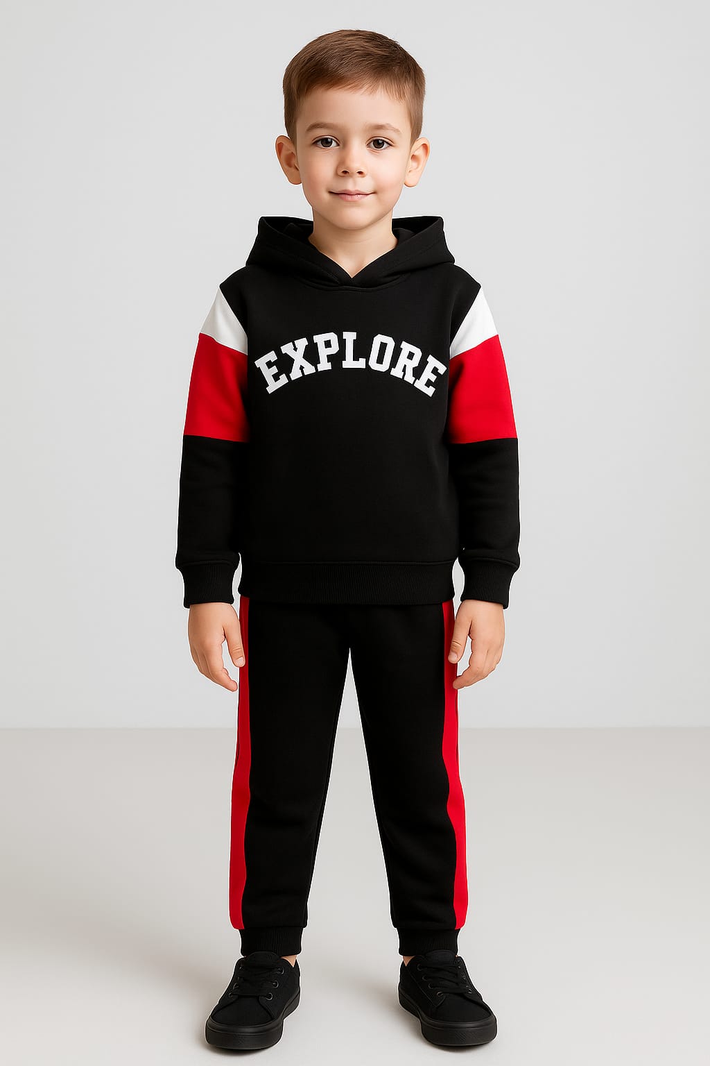 New Arrivals - Explore Panel Fleece Hoodie Track Suit for Boys