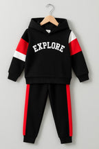 New Arrivals - Explore Panel Fleece Hoodie Track Suit for Boys