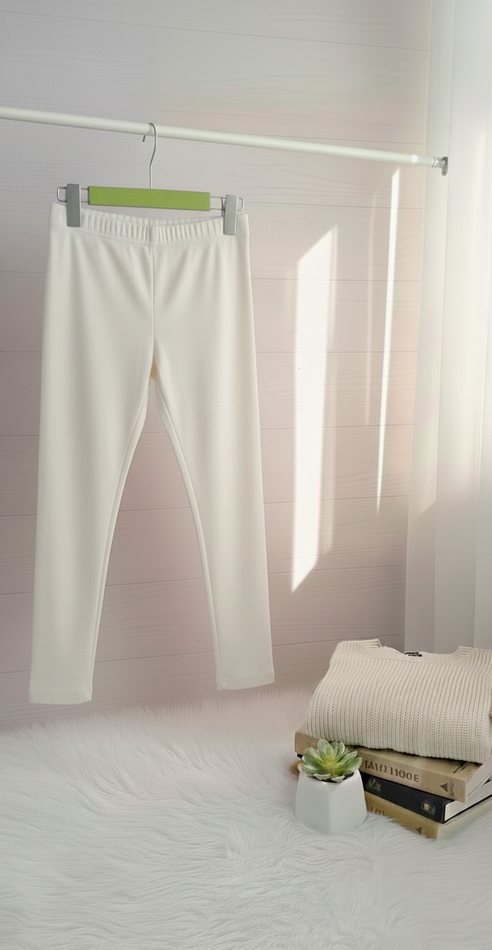 Girls Winter Tights - Off White