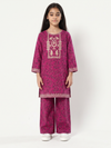 Magenta Paisley Embroidered Khaddar Kurta Set