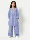 Periwinkle Blue Embroidered Khaddar Kurta Set