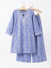 Periwinkle Blue Embroidered Khaddar Kurta Set