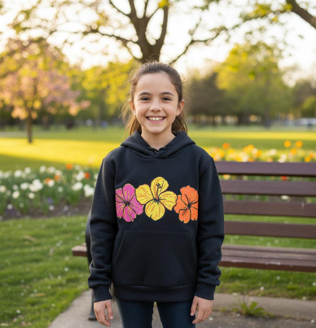 New Arrivals - Floral Black Hoodie for Girls