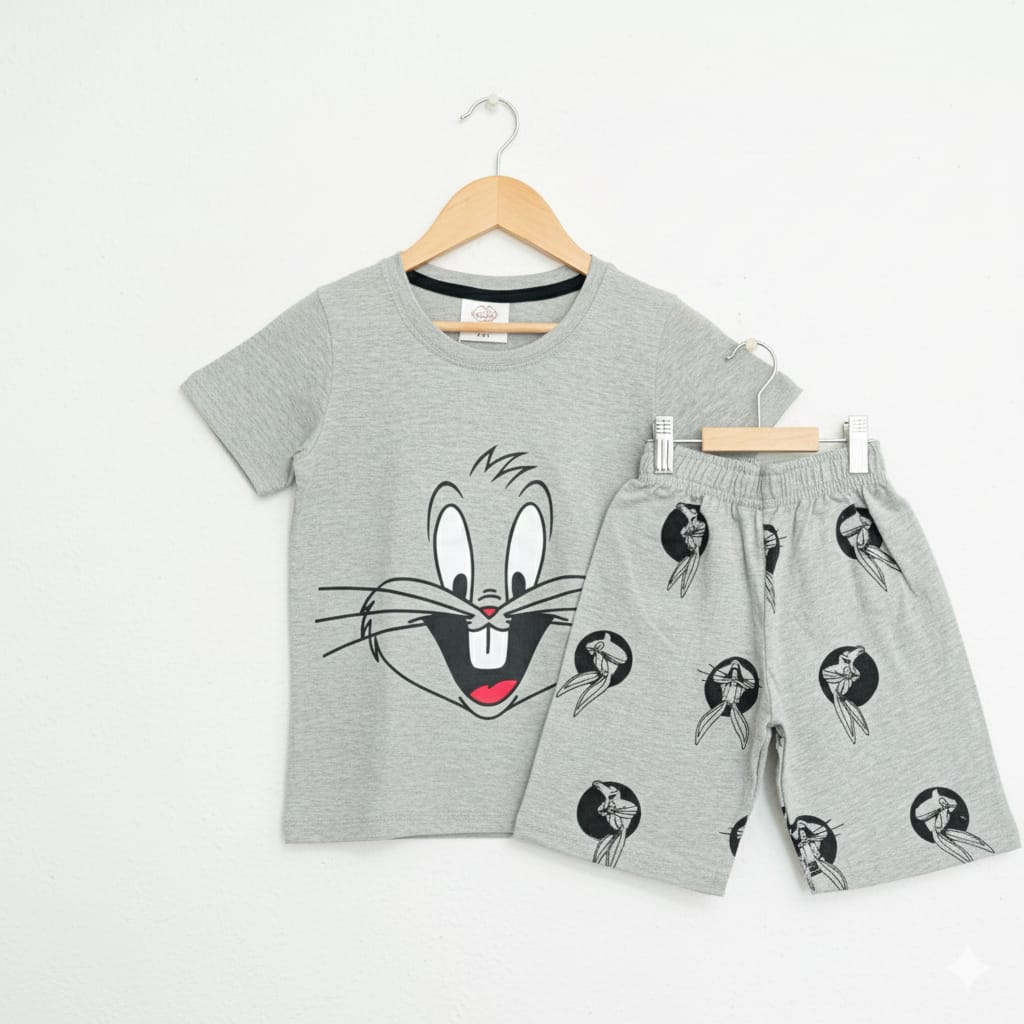 Boys Cartoon Bunny Graphic T-Shirt & Shorts