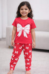 Girls Red Bow T-Shirt & Trouser - Summer Outfit