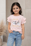 Pink Bicycle Graphic Ruffle T-Shirt – Girls' Casual Wear