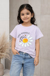 "Love Yourself" Butterfly Daisy Tee – Girls' Lavender Casual Top