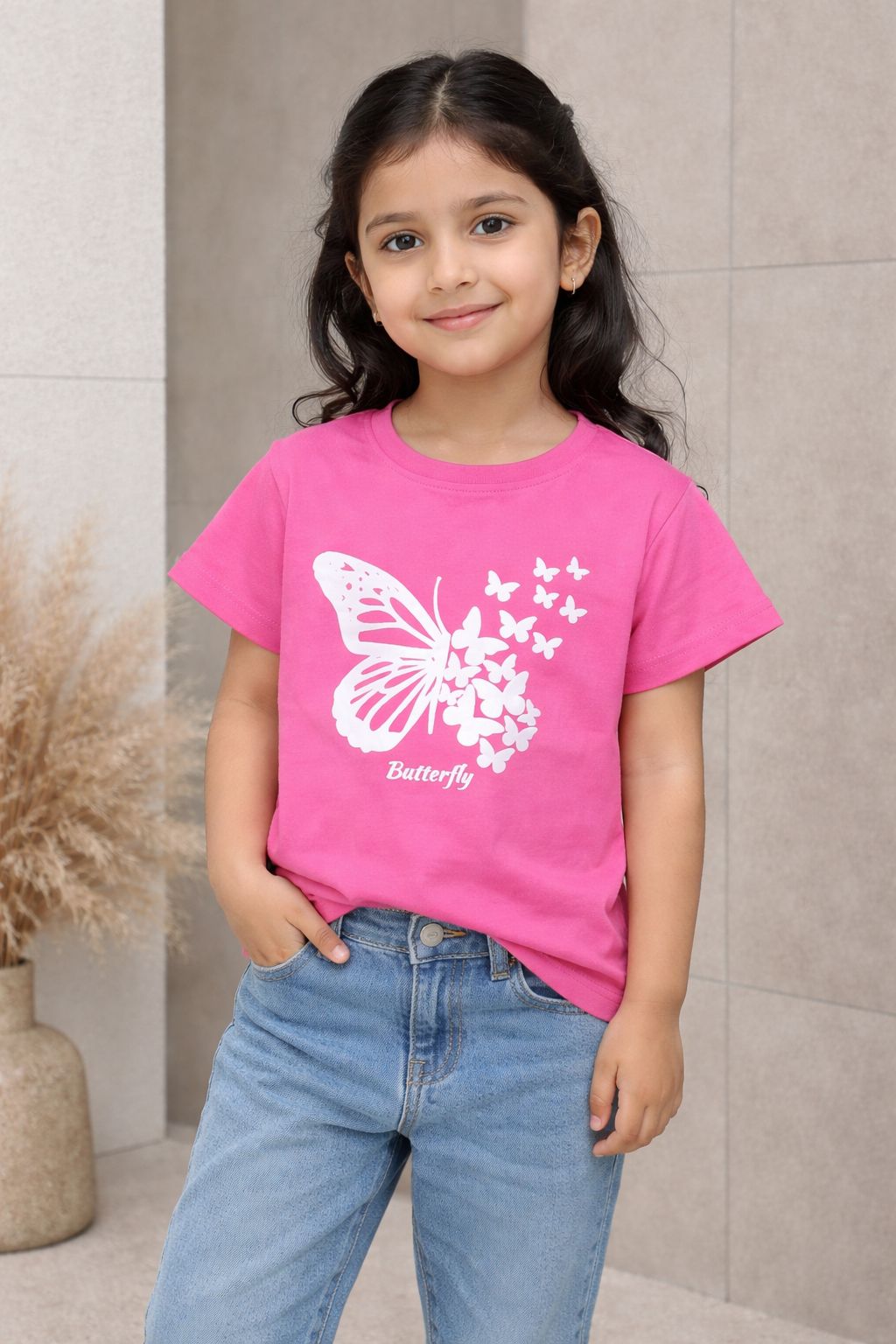 "Love Yourself" Butterfly Daisy Tee – Girls' Lavender Casual Top