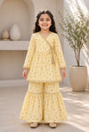 Yellow Angrakha Sharara Set – Floral Print
