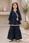 Black Angrakha Sharara Set – Floral Print