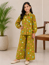 Girls Olive Floral Stripe Co-Ord Set