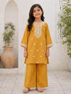 Mustard Embroidered Lawn Kurta with Palazzo
