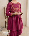 Maroon Embroidered Kurta & Trouser