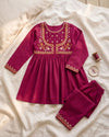 Maroon Embroidered Kurta & Trouser