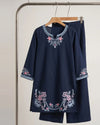 Navy Blue Embroidered Kurta & Trouser