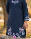 Navy Blue Embroidered Kurta & Trouser