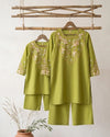Olive Green Embroidered Kurta & Trouser