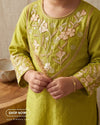 Olive Green Embroidered Kurta & Trouser