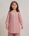 Pink Floral Embroidered Khaddar Kurta Set