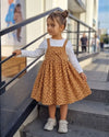 Mustard Gold Floral Pinafore & Long Sleeve Top