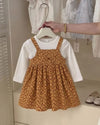 Mustard Gold Floral Pinafore & Long Sleeve Top