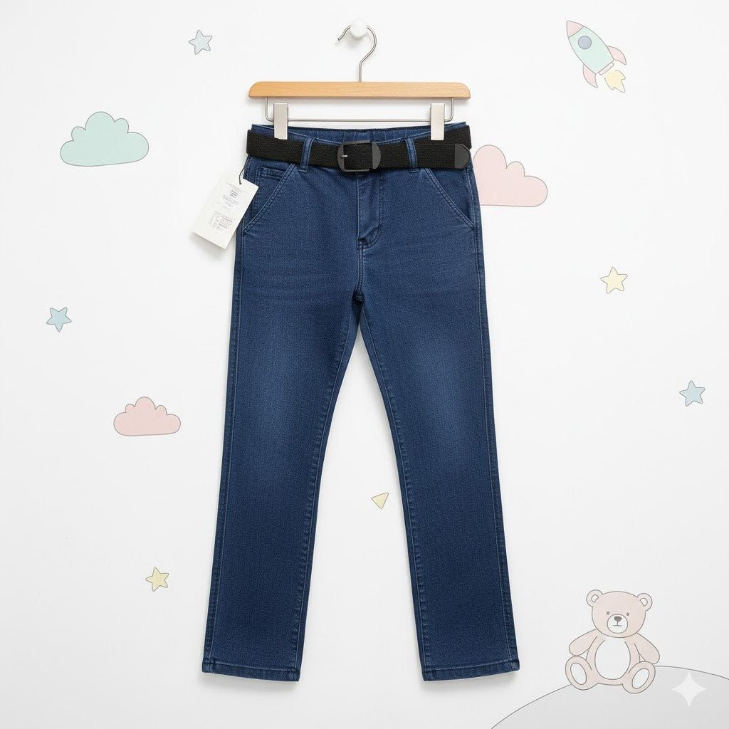 Boys Blue Subtle Texture Pants - Smart Dress Trousers