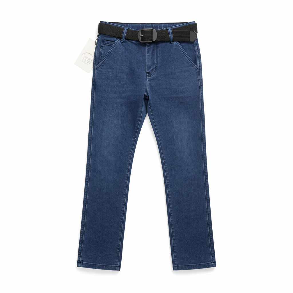 Boys Blue Subtle Texture Pants - Smart Dress Trousers