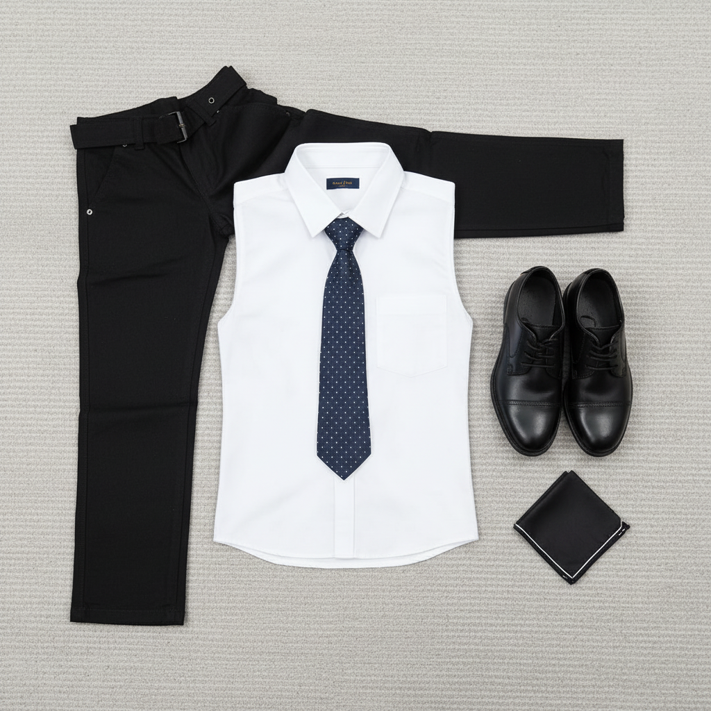 Boys Black Subtle Texture Pants - Smart Dress Trousers