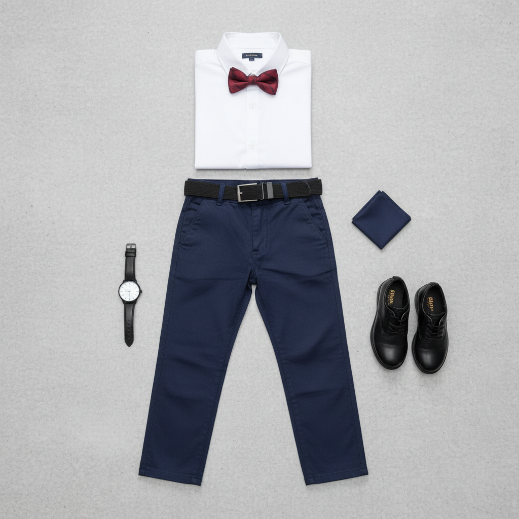 Boys Blue Stretchable Pants - Smart Dress Trousers