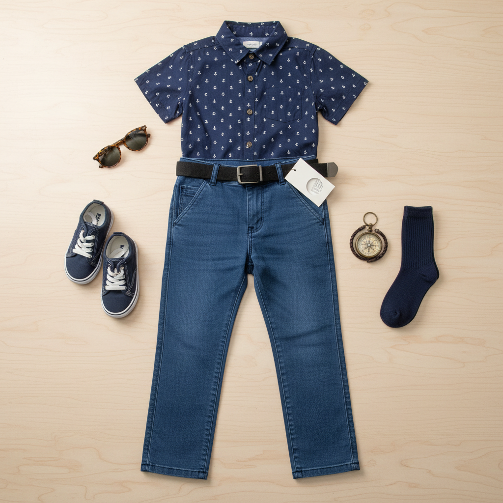Boys Blue Subtle Texture Pants - Smart Dress Trousers