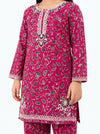 Girls Floral Booti Print Kurta – Fuchsia