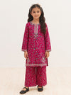 Girls Floral Booti Print Kurta – Fuchsia