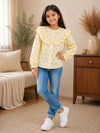Girls’ Floral Print Ruffle Top (Yellow)